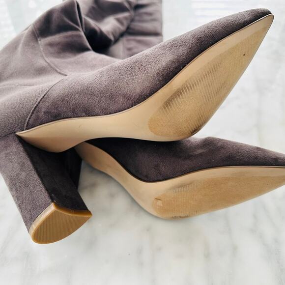 Steve Madden Everley 9.5 Grey Over the Knee Heel Boot Fall Micro Suede Stretch - Picture 5 of 5